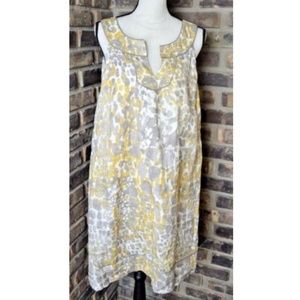Ann Taylor LOFT Linen Beige and Gold Dress Size 14